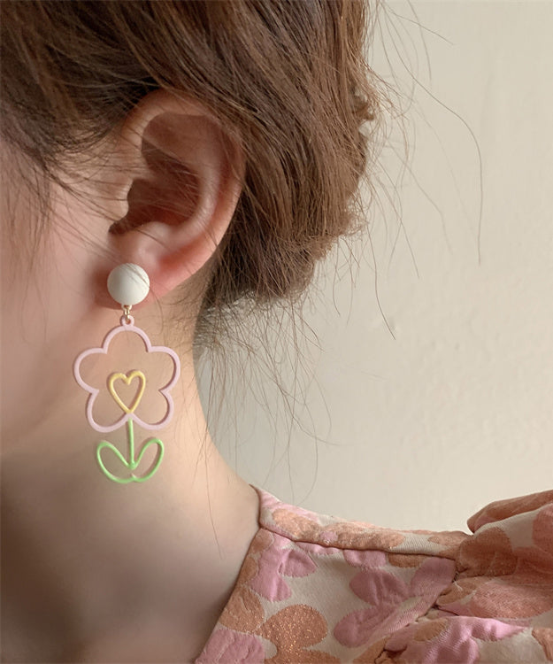 Colorblock Alloy Hoop Earrings Ly1796