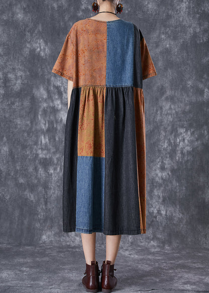Colorblock Oversized Patchwork Cotton Dresses Summer