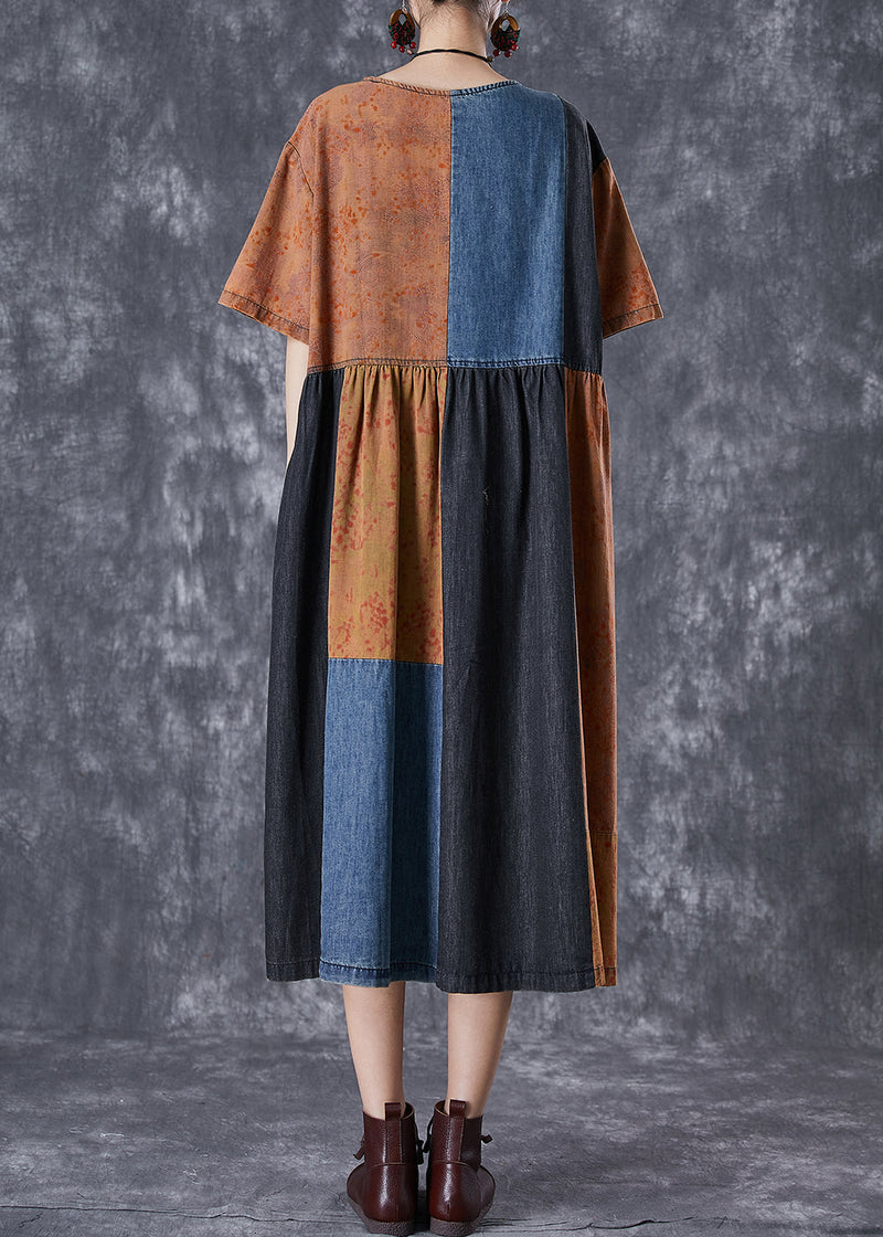Colorblock Oversized Patchwork Cotton Dresses Summer