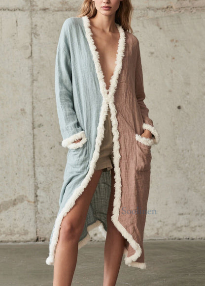 Colorblock Oversized Patchwork Faux Fur Cardigans Spring