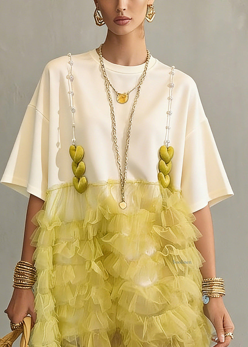 Colorblock Tulle Patchwork Mid Dress Summer