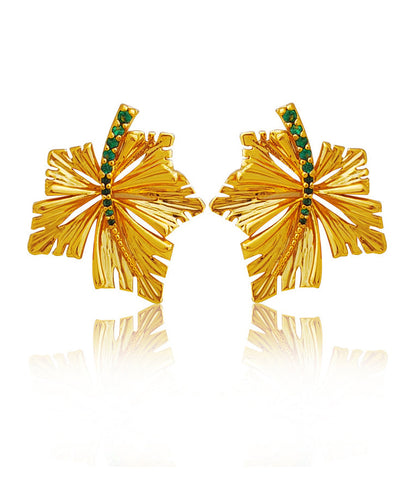 Copper Gold Plated Maple Leaf Hollow Out Stud Earrings