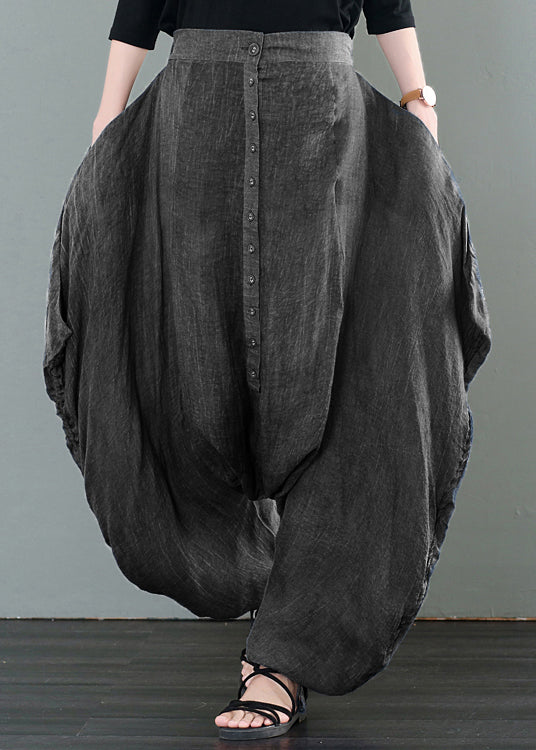 Dark Grey Oversized Tie Dye Pockets Cotton Harem Pants Fall