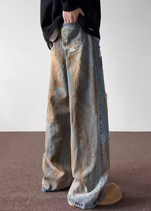 Denim Blue Patchwork Hole Pants