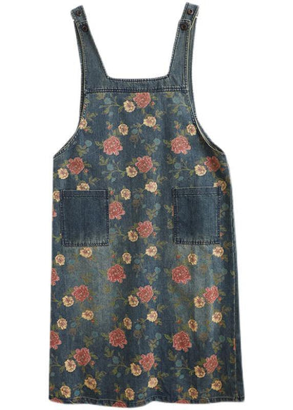 Denim Blue Print Pants Spring Jumpsuit Skirt