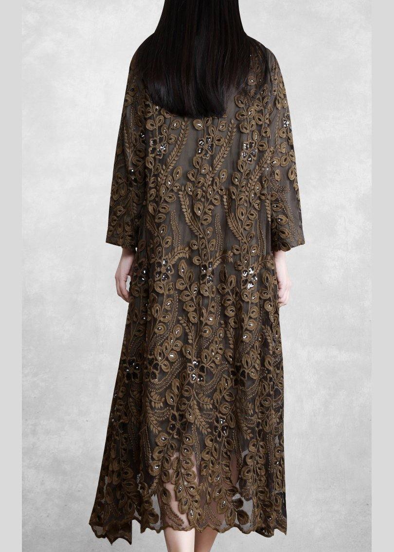 Embroidery Dress Lnspiration Chocolate Green Long Dresses