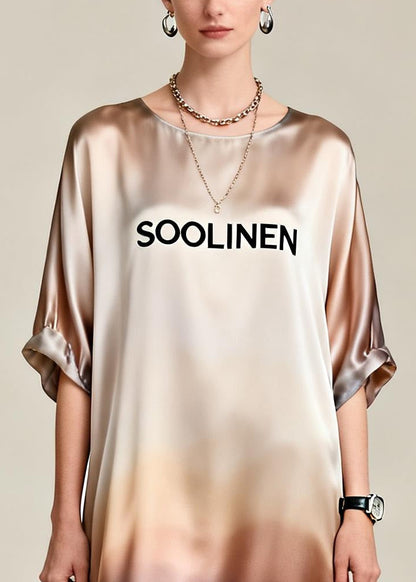 Gradient Color Oversized Draping Silk Dress Summer