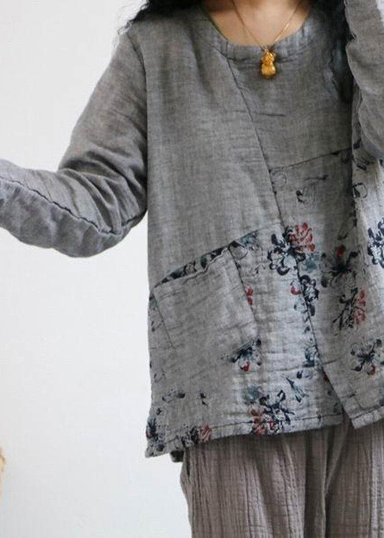 Chic Gray U Neck Top Spring