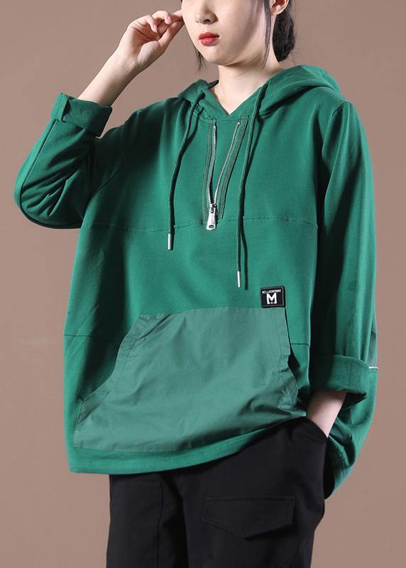 Chic Green Casual Loose Sweatshirts Top