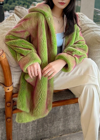 Green Cinched Hooded Coats Winter