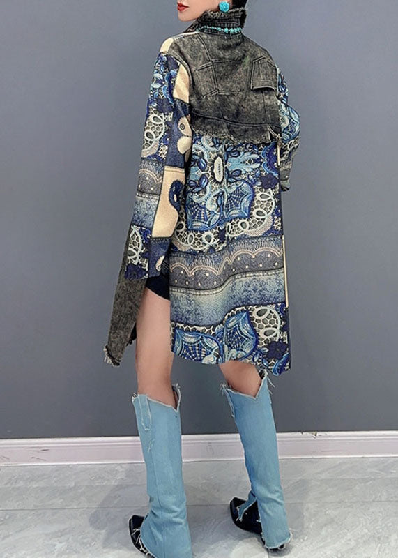 Green Peter Pan Collar Asymmetrical Print Vacation Mid Dresses Long Sleeve