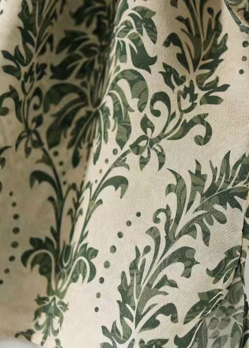 Green Slash Neck Print Patchwork Chiffon Shirt Tops Summer