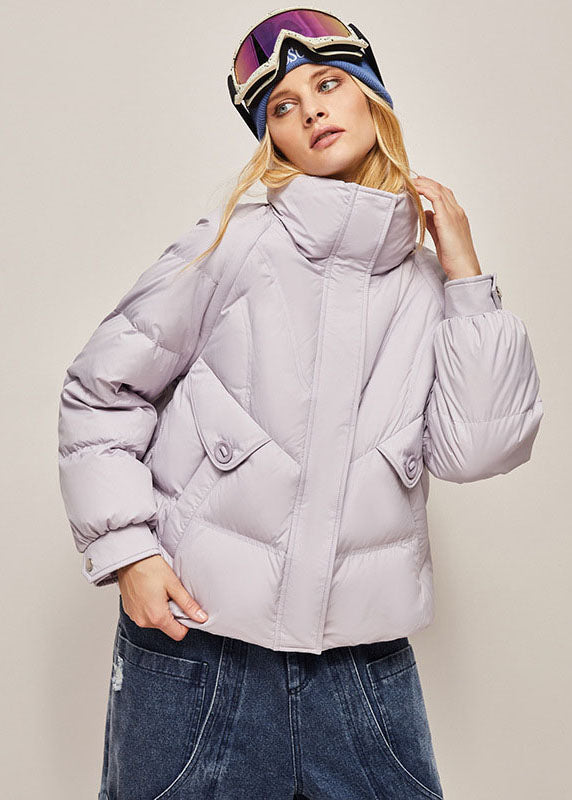 Green Stand Collar Zip Up Separable Duck Down Puffer Jacket Winter