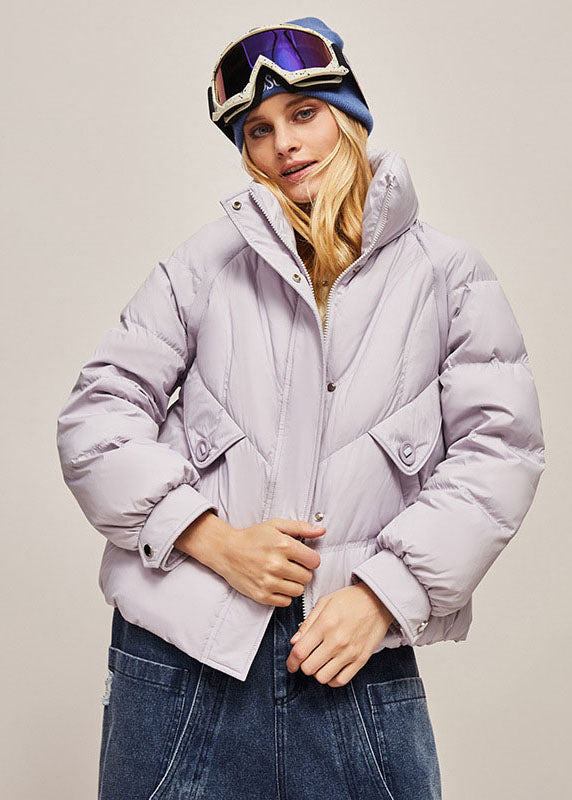 Green Stand Collar Zip Up Separable Duck Down Puffer Jacket Winter