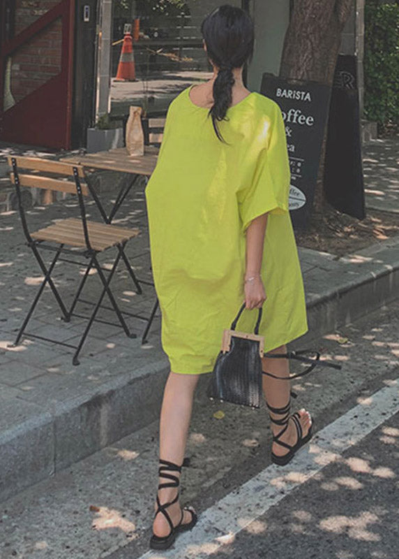 Green V Neck Linen Mid Dresses Half Sleeve