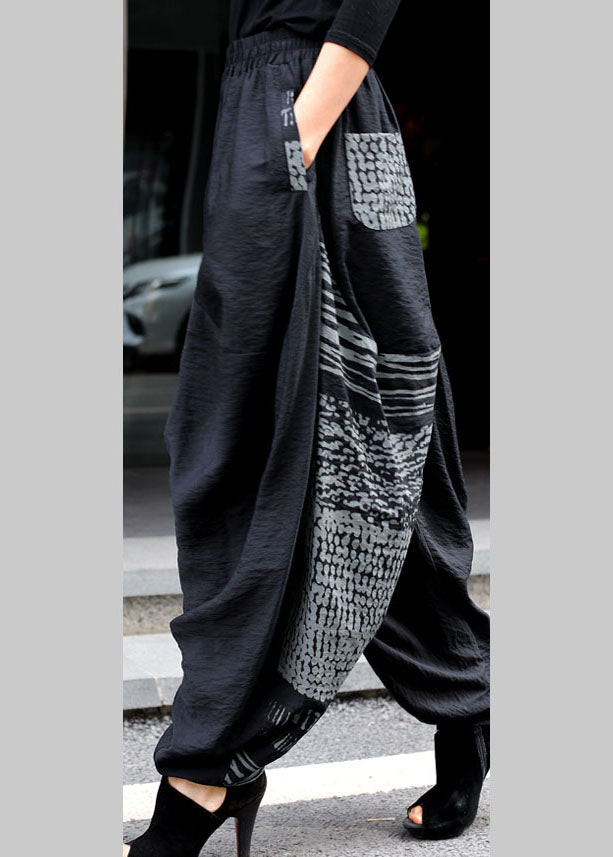 Grey Asymmetrical Design Pockets Lantern Winter Pants