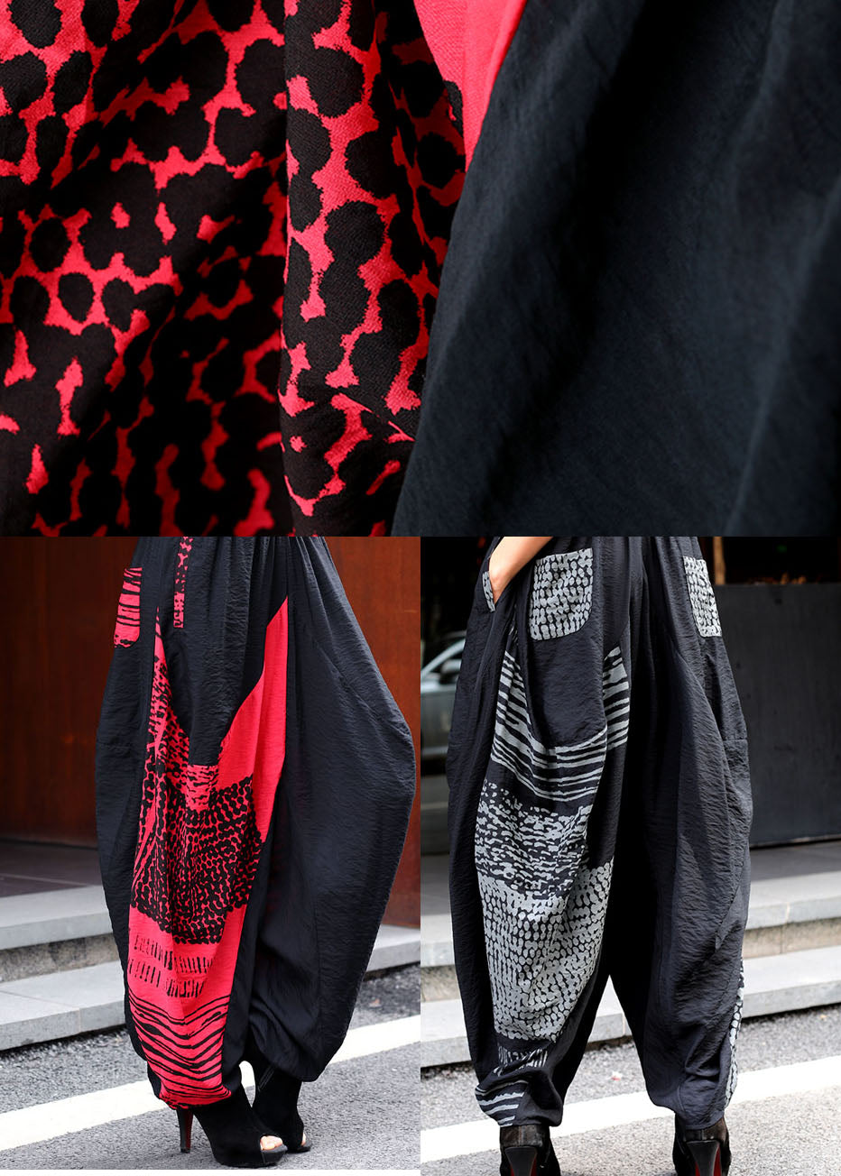 Grey Asymmetrical Design Pockets Lantern Winter Pants