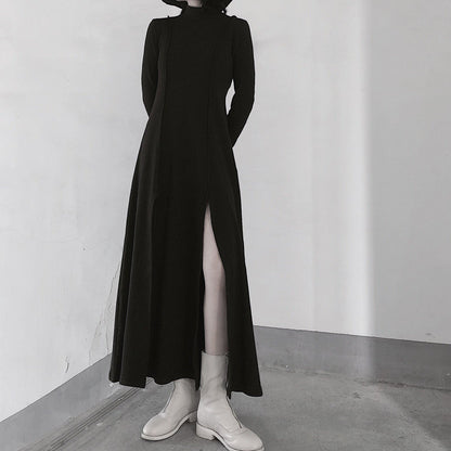 High Neck Asymmetric Dress Runway Black Art Dress