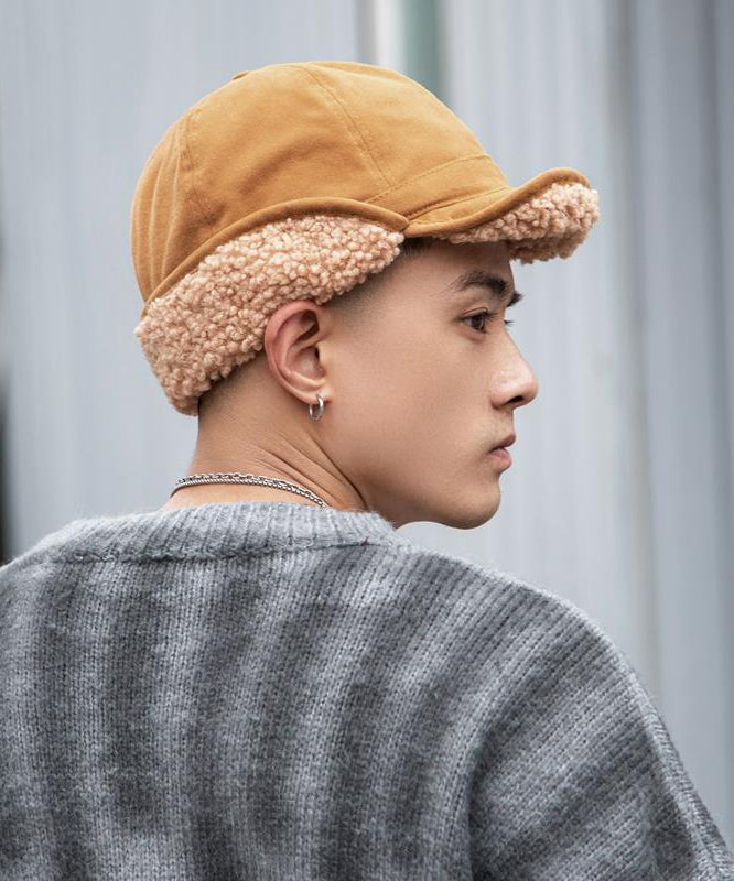 Khaki Versatile Warm Fleece Wool Lined Hat