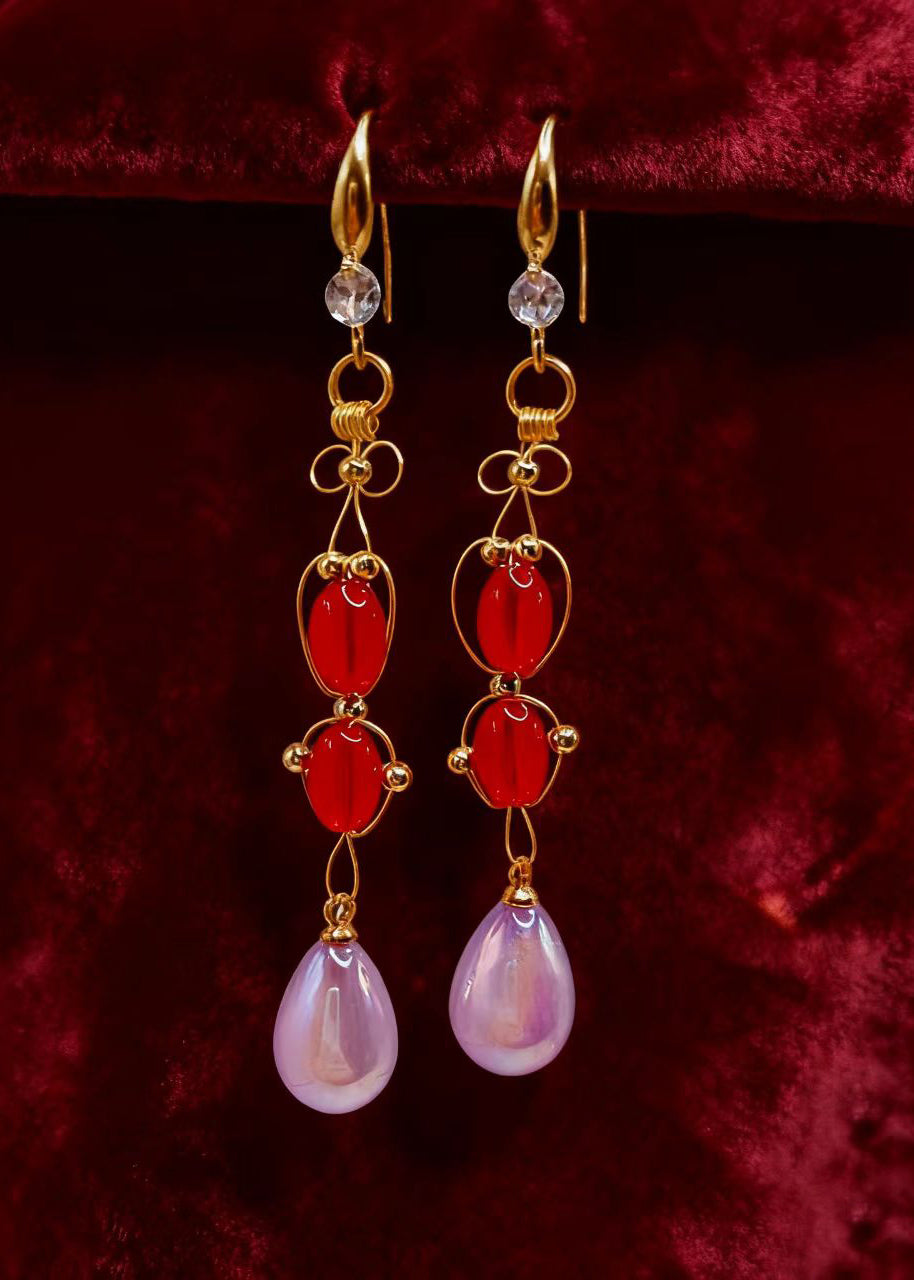 Lavender Tasseled Acrylic Drop Earrings