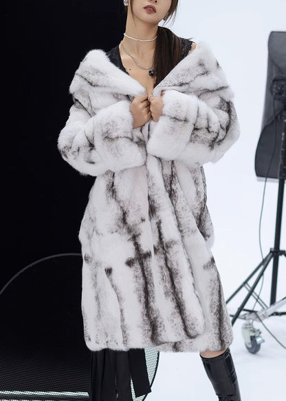 Light Yellow Peter Pan Collar Rabbit Fuzzy Fur Coat Winter