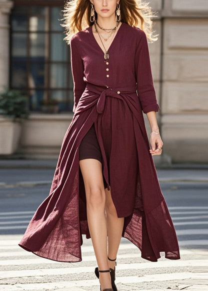 Mulberry Asymmetrical Tie Waist Cotton Dress Spring