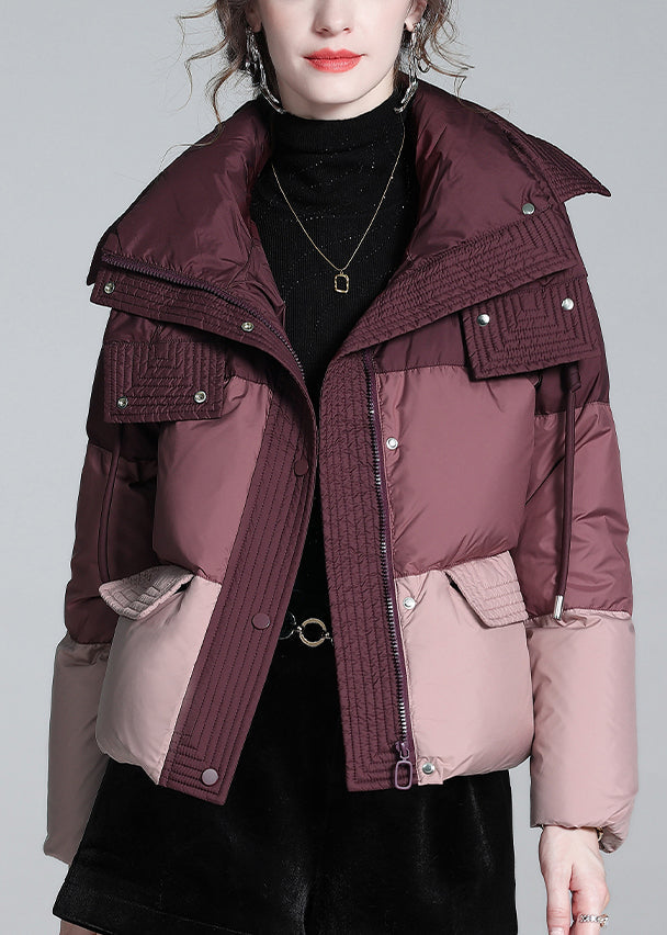 Mulberry Zip Up Pockets Duck Down Puffer Jacket Winter