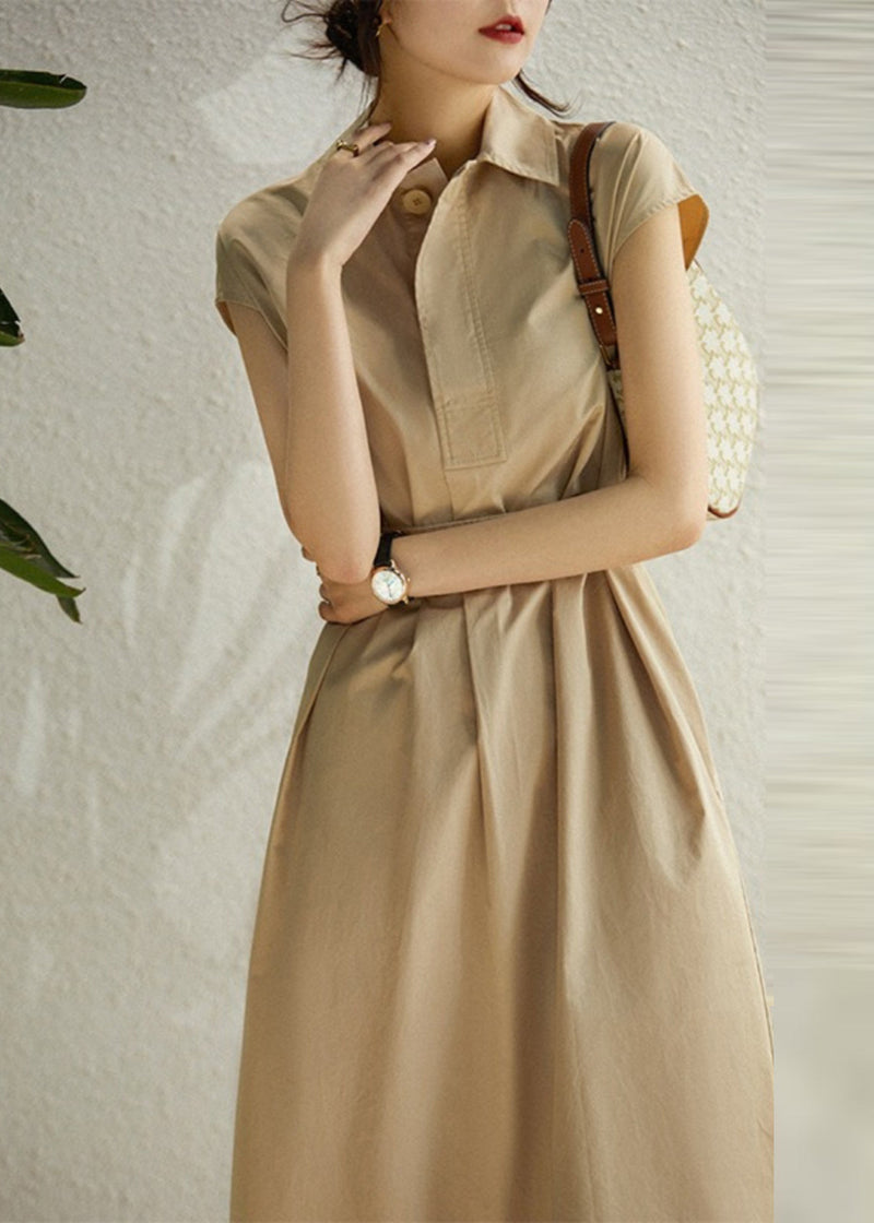 Navy Cinched Cotton Long Dress Summer