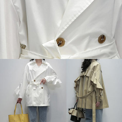 Notched Tie Waist Tunics Yellow Coats