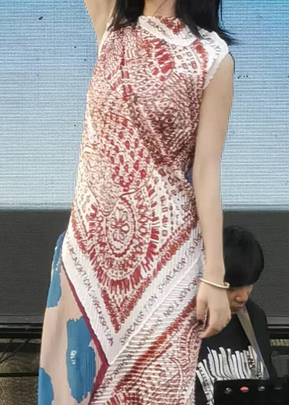 Photo Color Asymmetrical Print Cotton Dress Summer