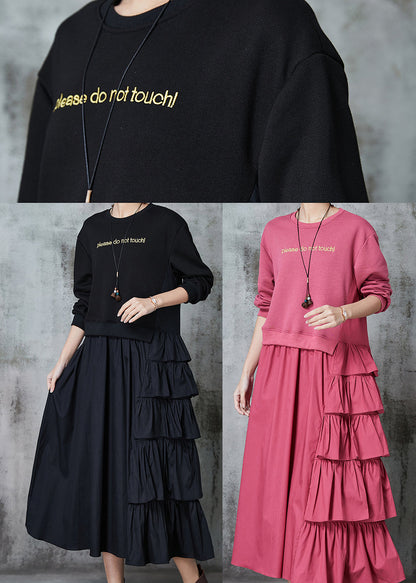 Pink Asymmetrical Patchwork Cotton Holiday Dress Spring