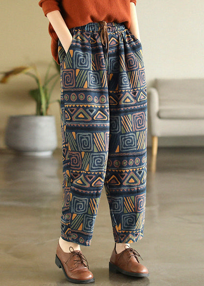 Plaid Pockets Elastic Waist Crop Pants Summer