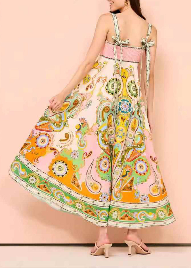 Print Long Spaghetti Strap Sundress Summer