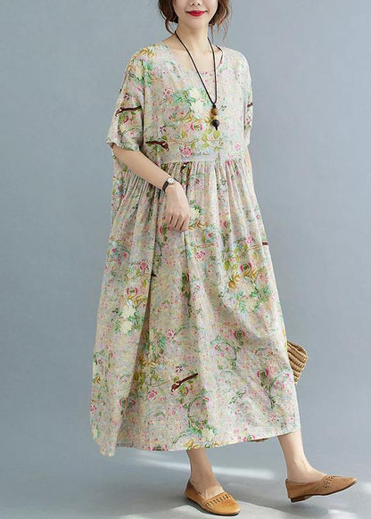 Print O-neck Summer Cotton Dress