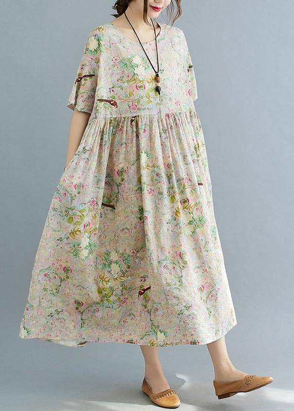 Print O-neck Summer Cotton Dress