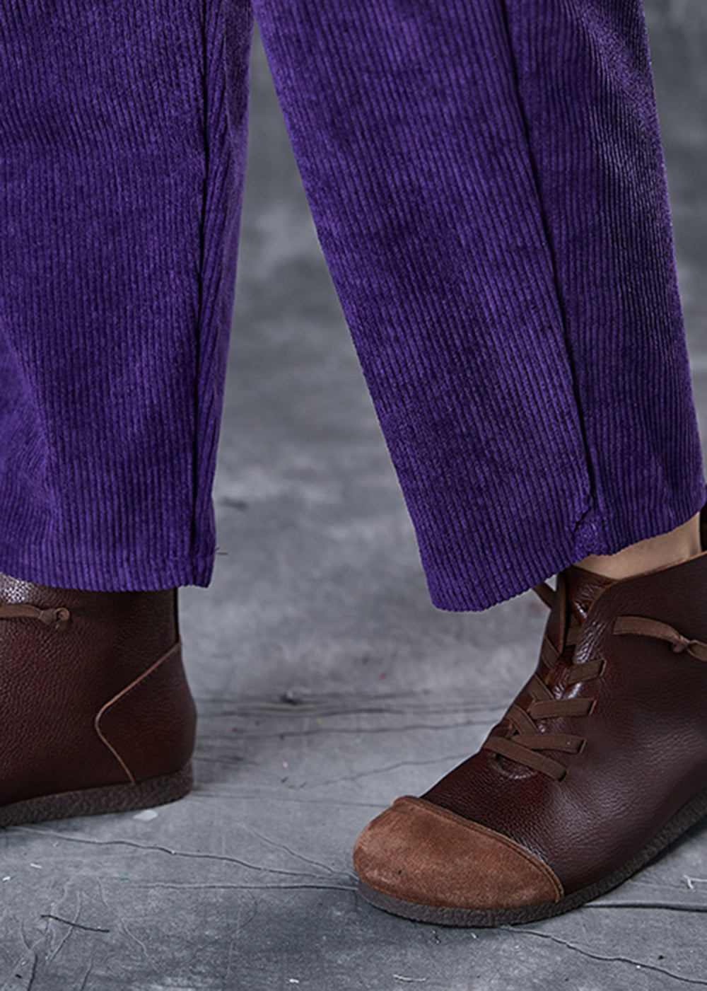 Purple Oversized Pockets Corduroy Harem Pants Spring