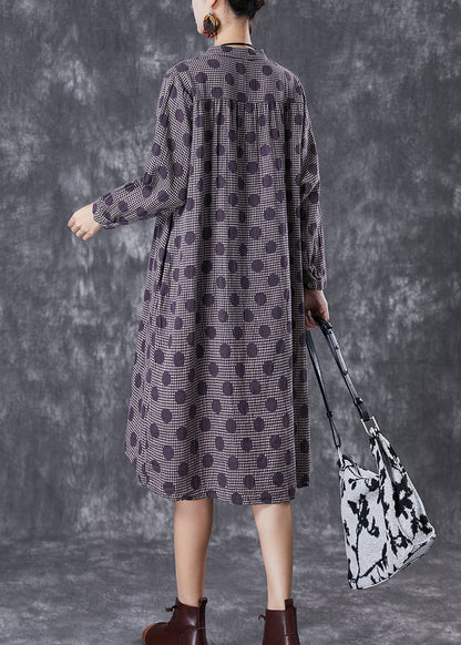Purple Oversized Print Cotton Vacation Dresses Fall