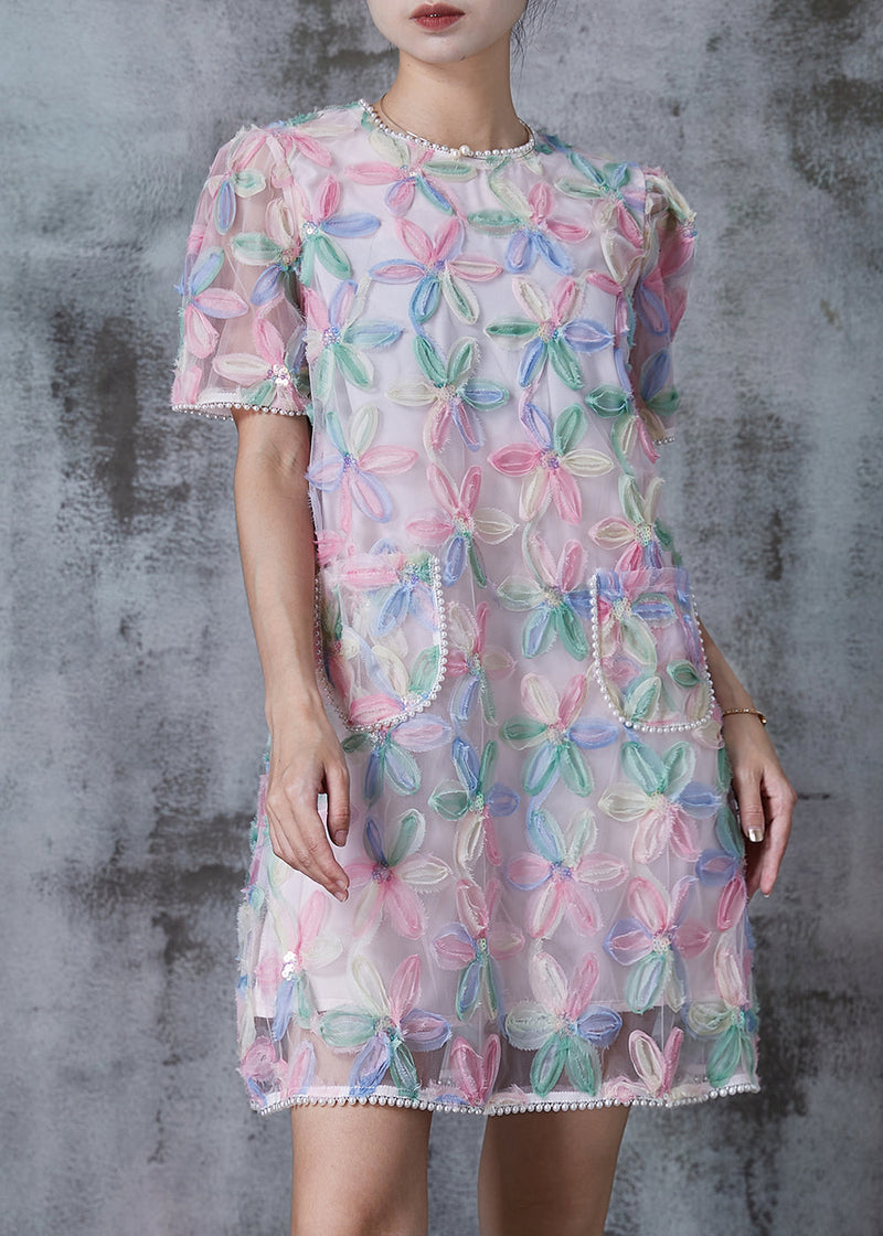 Rainbow Puff Sleeve Tulle Tea Dress Summer
