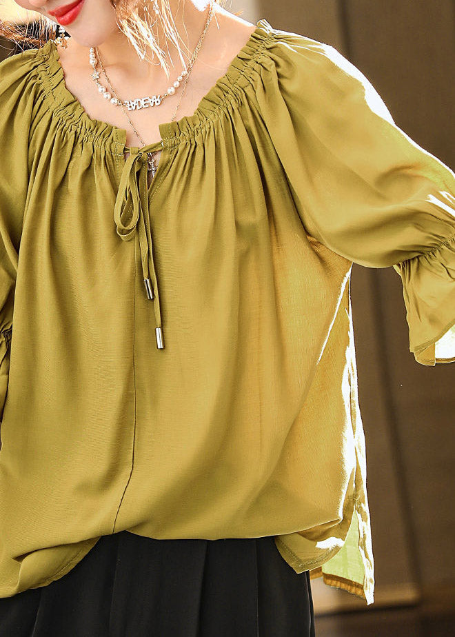 Red O-neck Neck Tiie Side Open Shirts Short Sleeve