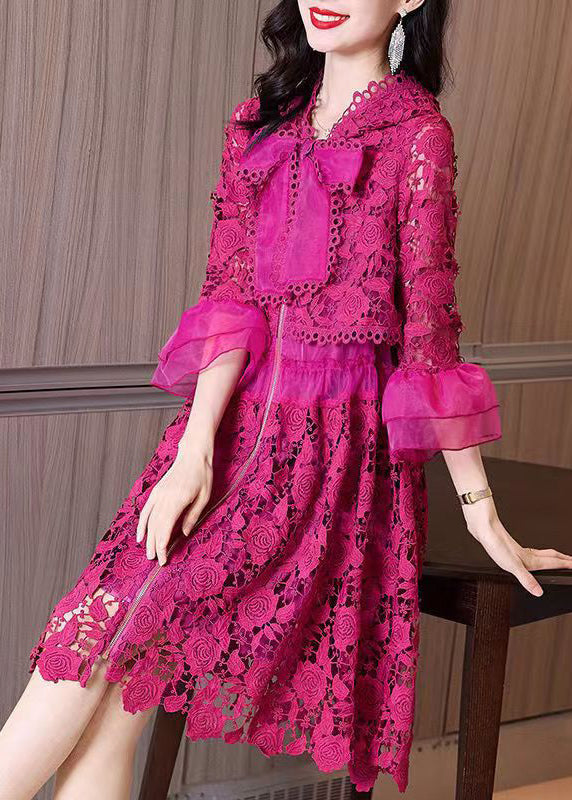 Rose Hooded Embroideried Patchwork Lace Dresses Fall