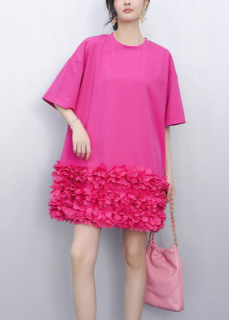 Rose Petal Patchwork Cotton Mini Dress Summer