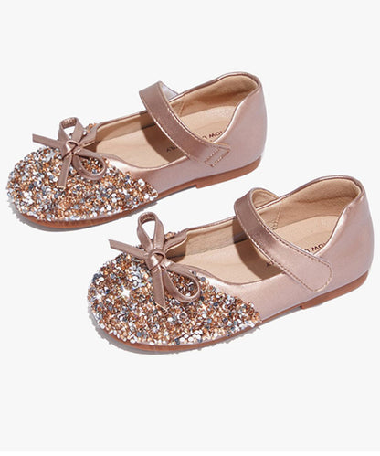 Silvery Bow Buckle Strap Flat Feet Shoes