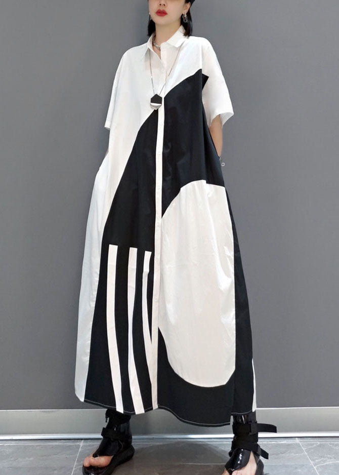 White Peter Pan Collar Print Party Long Dress Spring