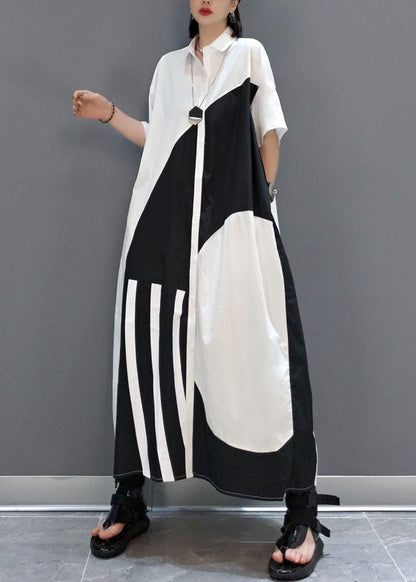 White Peter Pan Collar Print Party Long Dress Spring