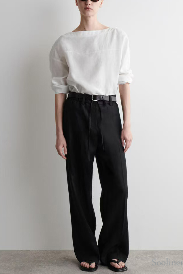 Chic White Slash Neck Back Lace Up Linen Shirts Spring