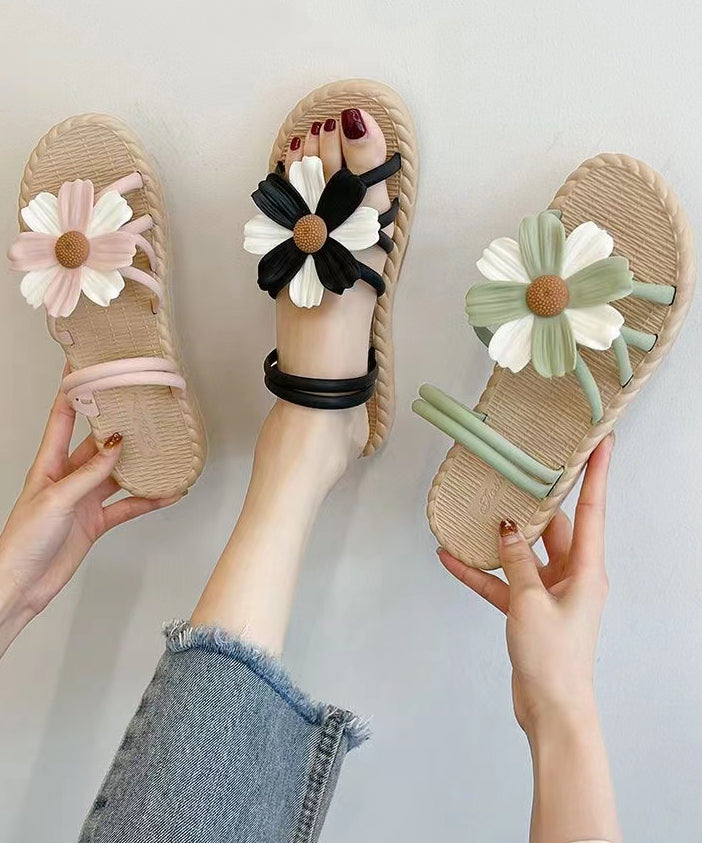 Yellow Splicing Peep Toe Slide Sandals