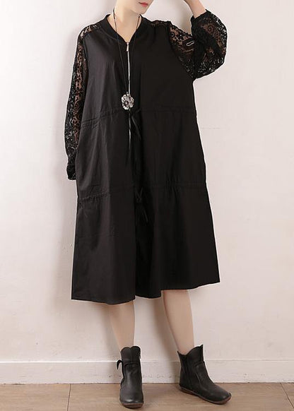 Black Trench Coat Fabrics O Neck Zippered Fall Outwears