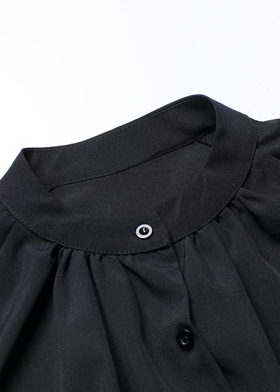 Chic black blouses for women stand collar asymmetric Plus Size Clothing blouses