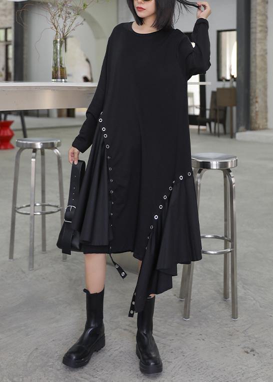 Black Quilting Dresses O Neck Patchwork Art Dress