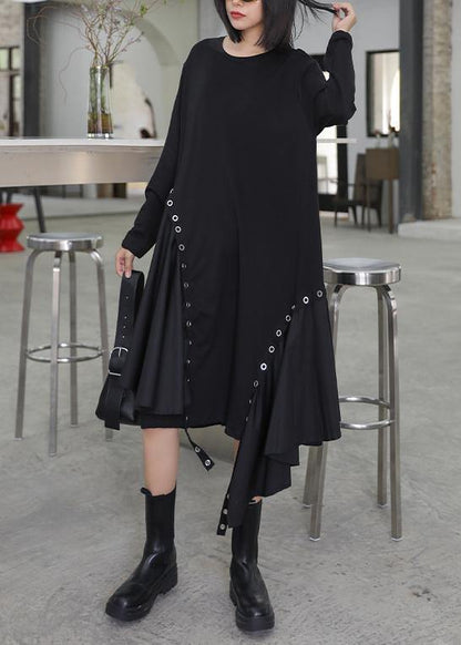 Black Quilting Dresses O Neck Patchwork Art Dress